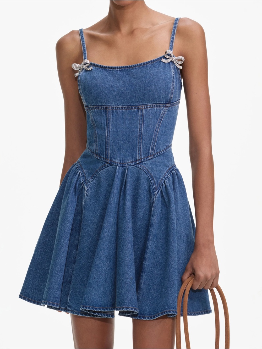 Self-Portrait lightweight Denim flared Mini Dress size 8
